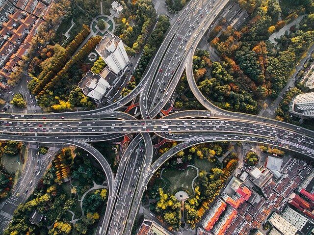 Luftbildaufnahme Autobahnkreuz